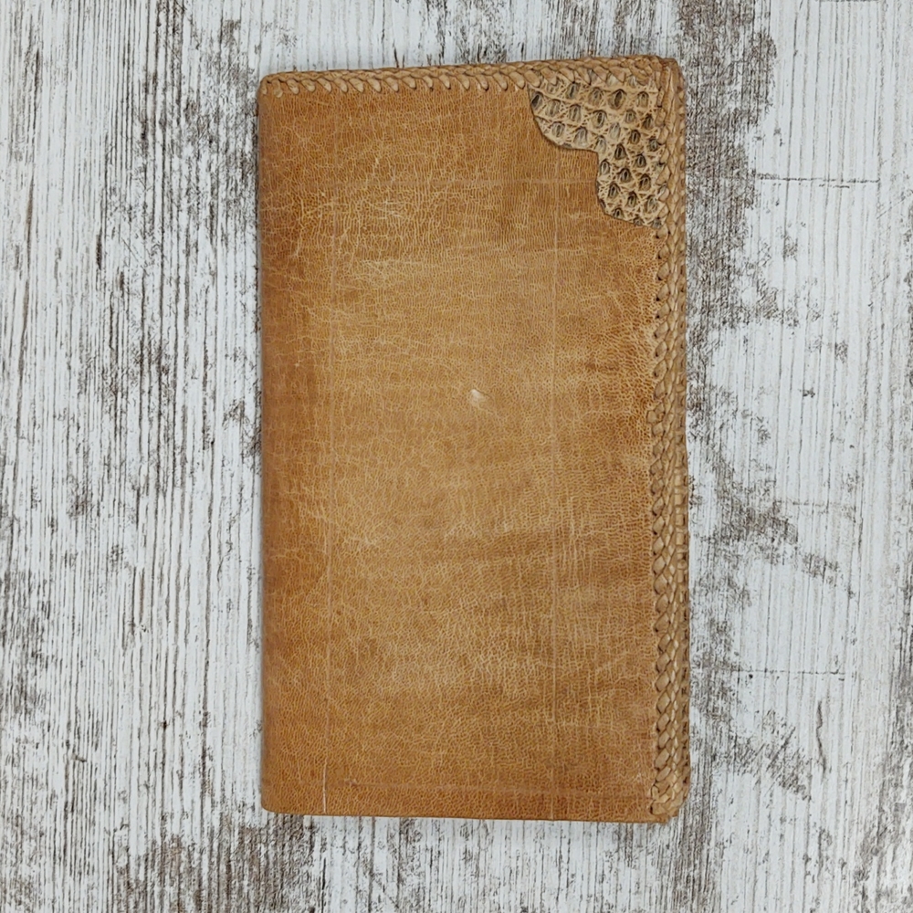 Vintage Tan Snakeskin Leather Bifold Wallet